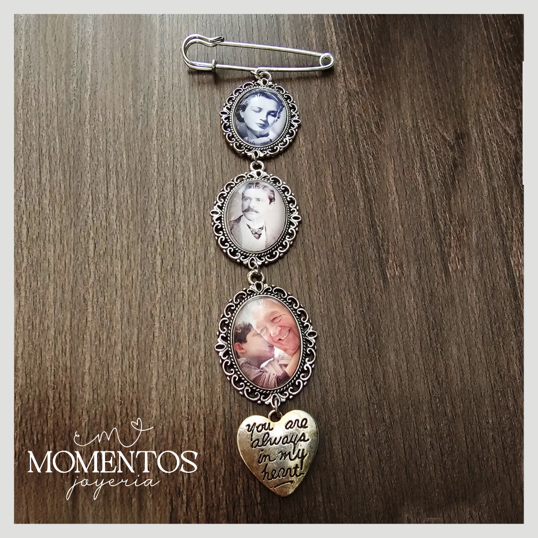 Broche con Tres Fotografías Personalizadas