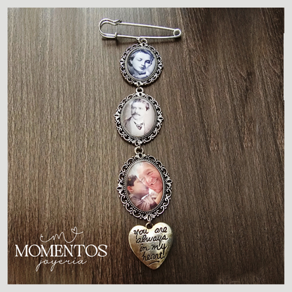Broche con Tres Fotografías Personalizadas