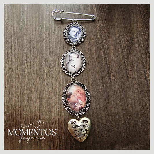Broche con Tres Fotografías Personalizadas