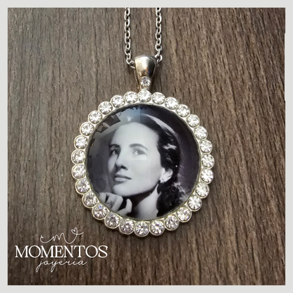 Collar Una Vista Brillante Redondo con Fotografía Personalizada